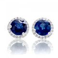 Boucles d&#39;oreilles rondes Blue CZ Stud 925 Bijoux en argent pour filles